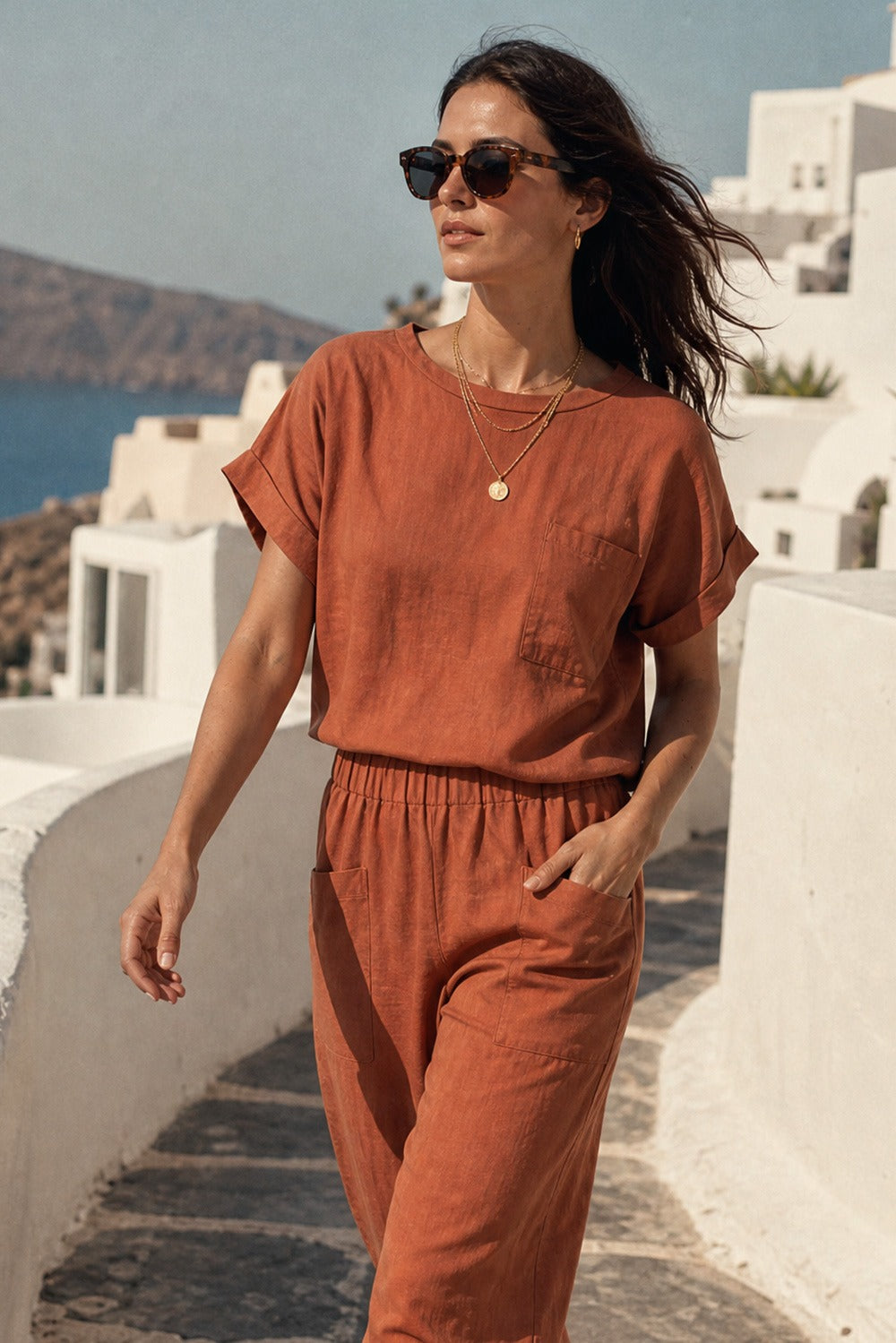 Βαμβακερό t-shirt με τσέπη σε Εκρού - Silla Jo
