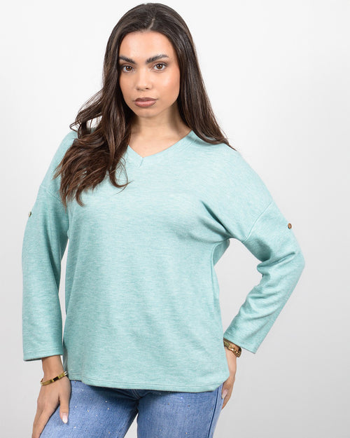 Aνοιξιάτικο πλεκτό με χαλαρή γραμμή σε βεραμάν - Silla Jo