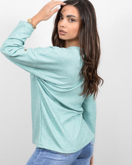 Aνοιξιάτικο πλεκτό με χαλαρή γραμμή σε βεραμάν - Silla Jo