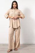 Co-ord set λινό πουκαμίσα/παντελόνα σε μπεζ - Silla Jo