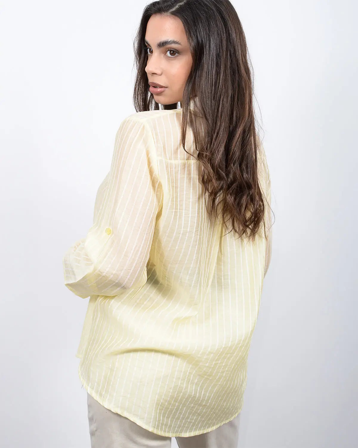 Γυναικεία κίτρινη ανοιξιάτικη τουνίκ με κεντητές ρίγες. Δωρεάν Μεταφορικά. Silla Jo