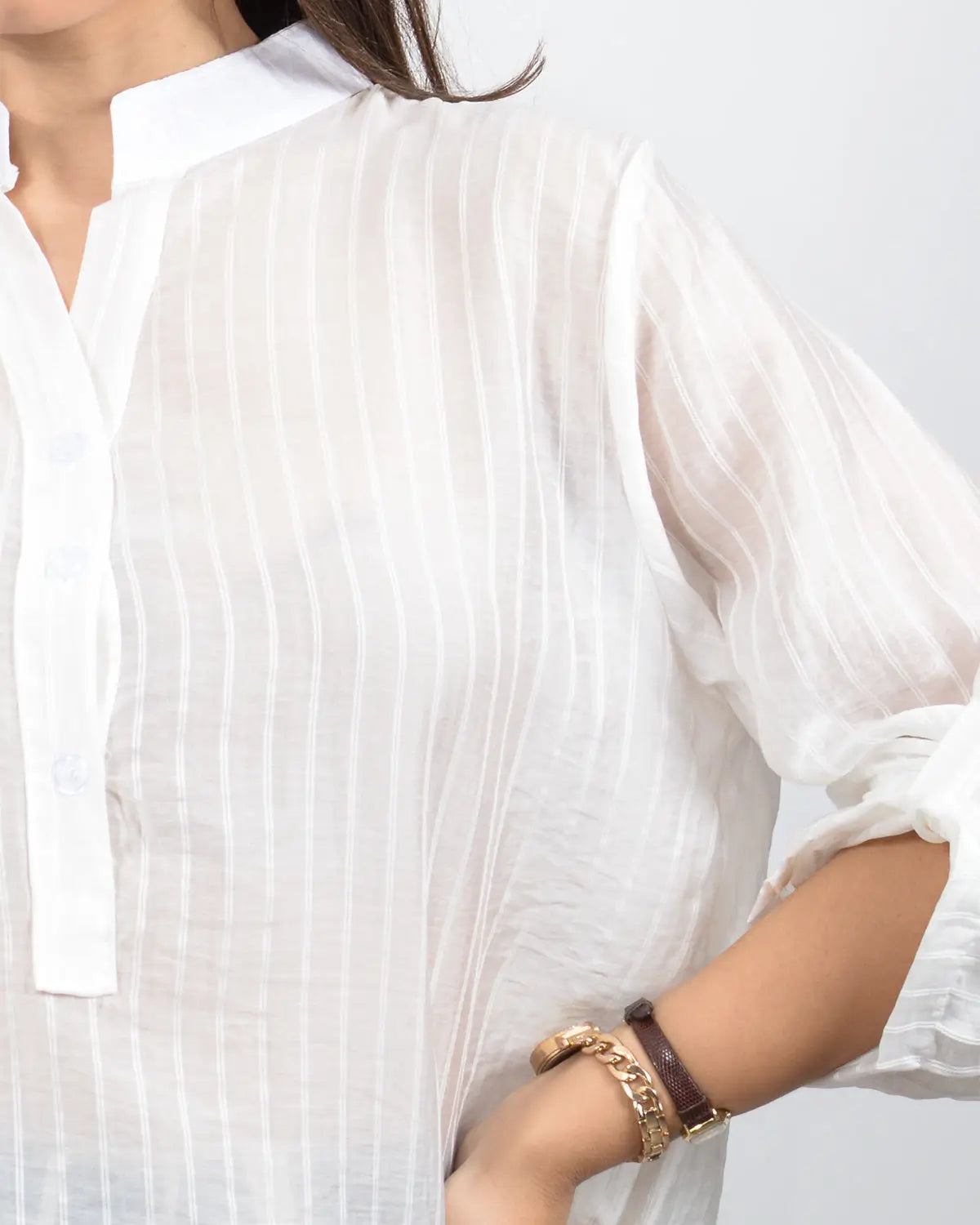 Γυναικεία λευκή ανοιξιάτικη τουνίκ με κεντητές ρίγες. Δωρεάν Μεταφορικά. Silla Jo