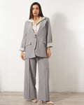Γυναικείο ανοιξιάτικο σετ σακάκι παντελόνα one size σε γκρι χρώμα. Δωρεάν Μεταφορικά. Silla Jo