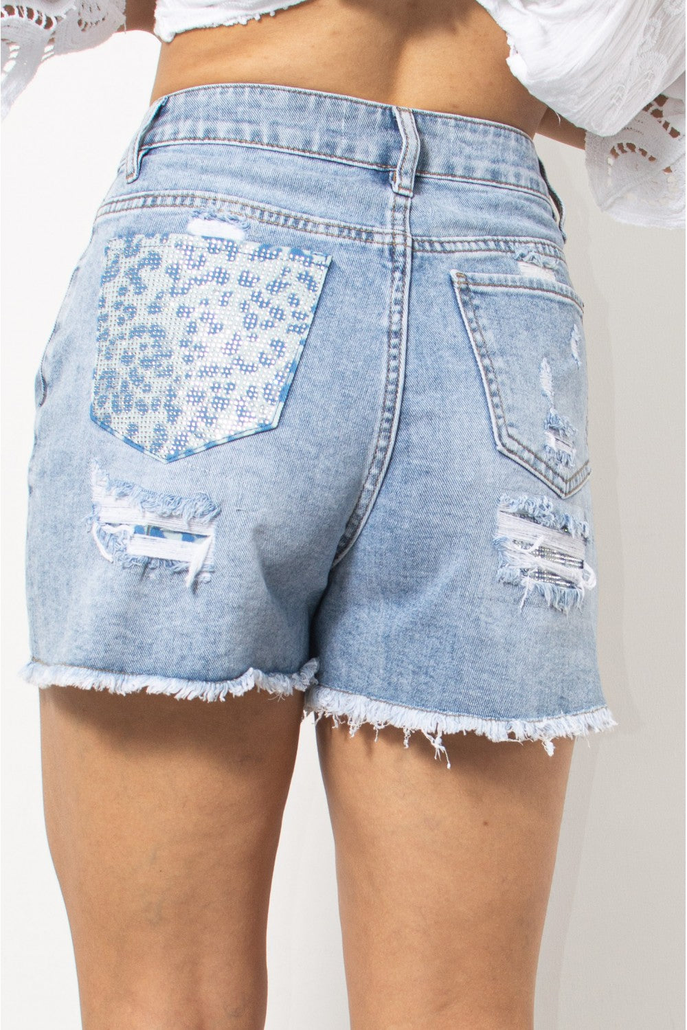 Jean shorts με ξέφτια σε Σιέλ - Silla Jo