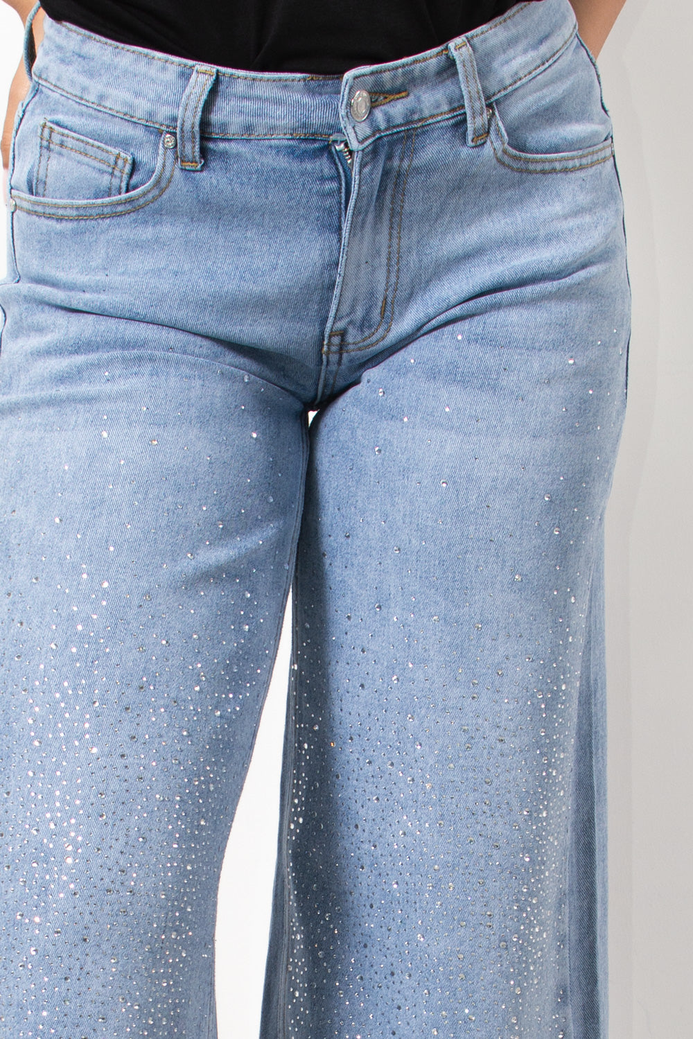 mid rise tzin wide leg me stras - Silla Jo