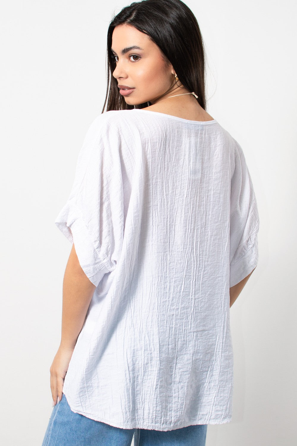 Μπλούζα κοντομάνικη plus size σε Λευκό | Silla Jo