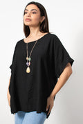 Μπλούζα κοντομάνικη plus size σε Μαύρο | Silla Jo
