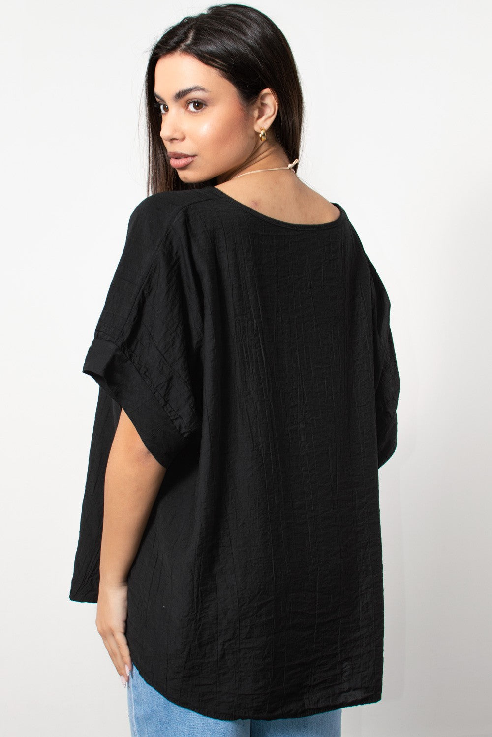 Μπλούζα κοντομάνικη plus size σε Μαύρο | Silla Jo
