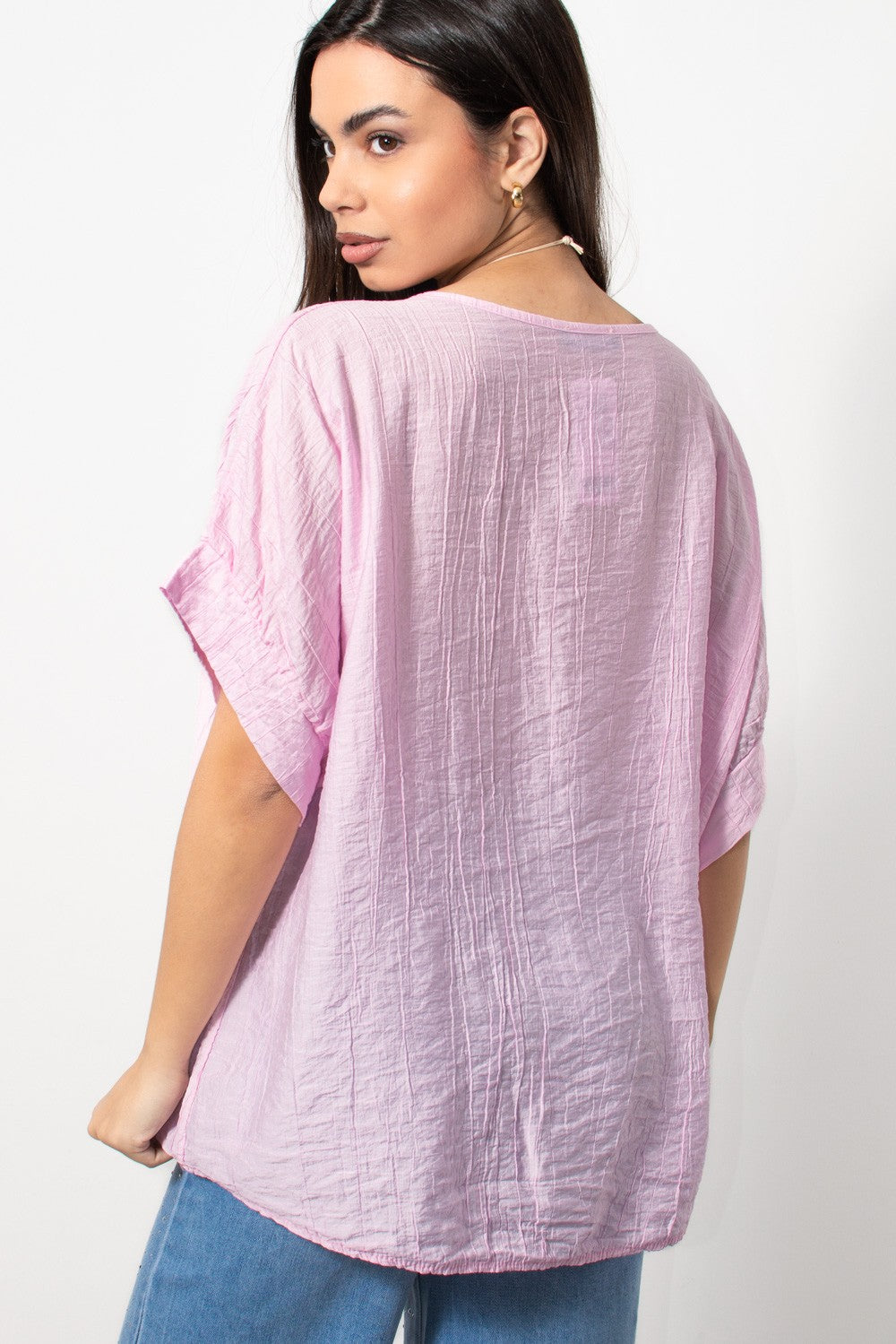 Μπλούζα κοντομάνικη plus size σε Ροζ | Silla Jo