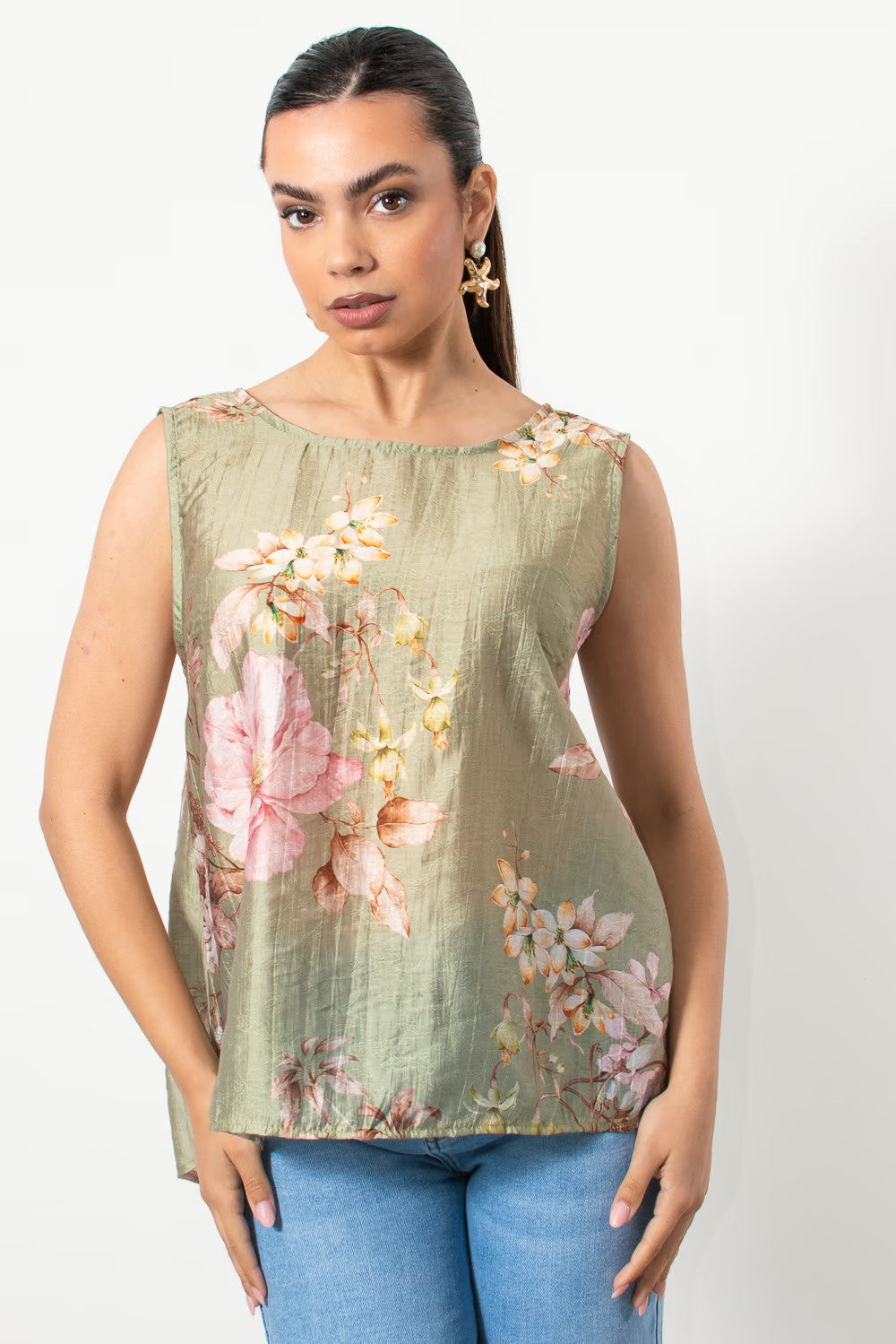 Μπλούζα εμπριμέ φλοράλ σε Χακί - Silla Jo