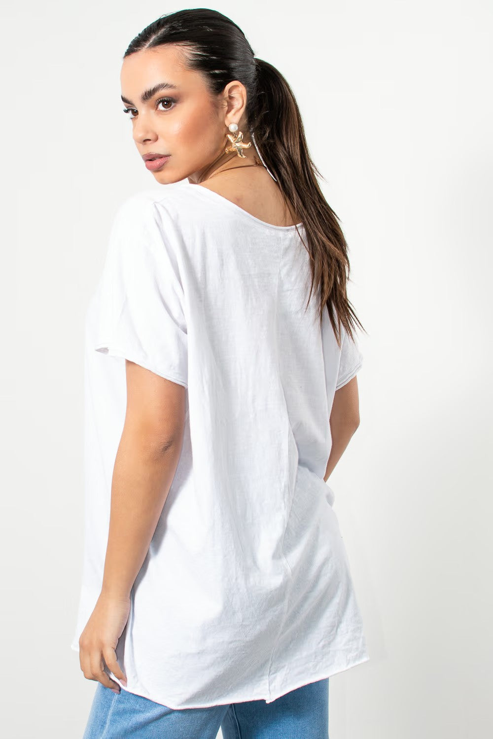 Μπλούζα μονόχρωμη oversized σε Λευκό - Silla Jo
