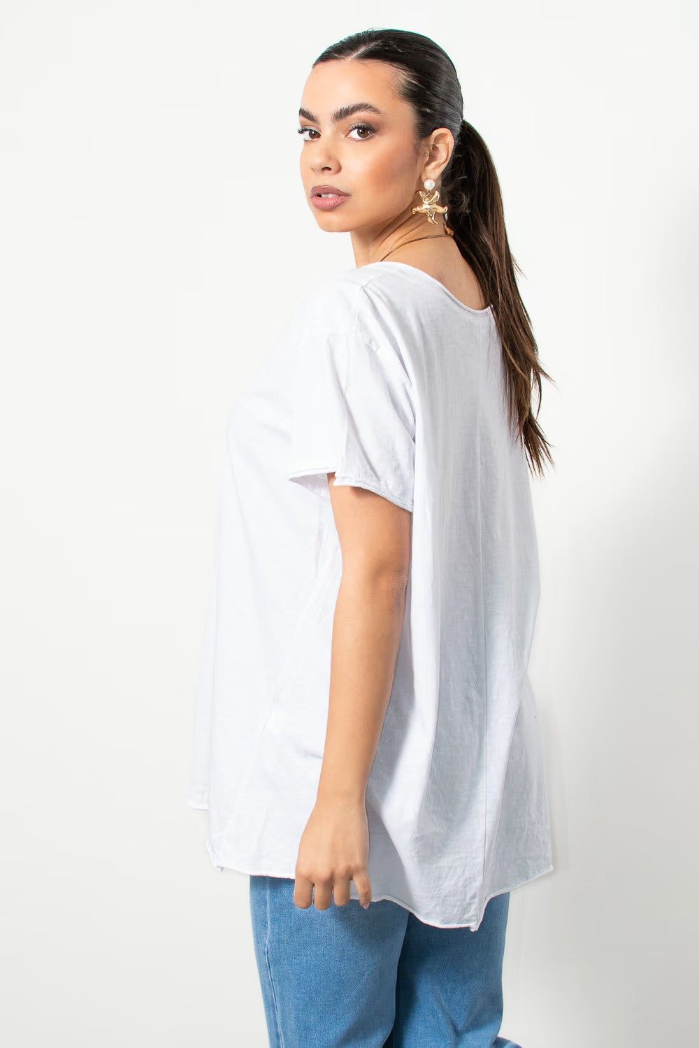 Μπλούζα μονόχρωμη oversized σε Λευκό - Silla Jo