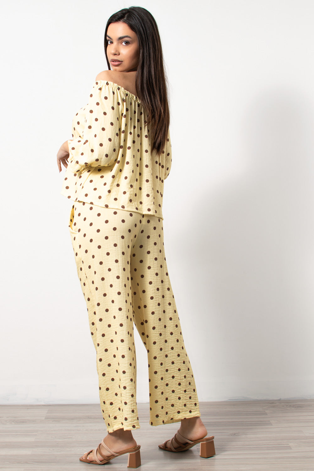 poua co ord set me pantelona kitrino - Silla Jo