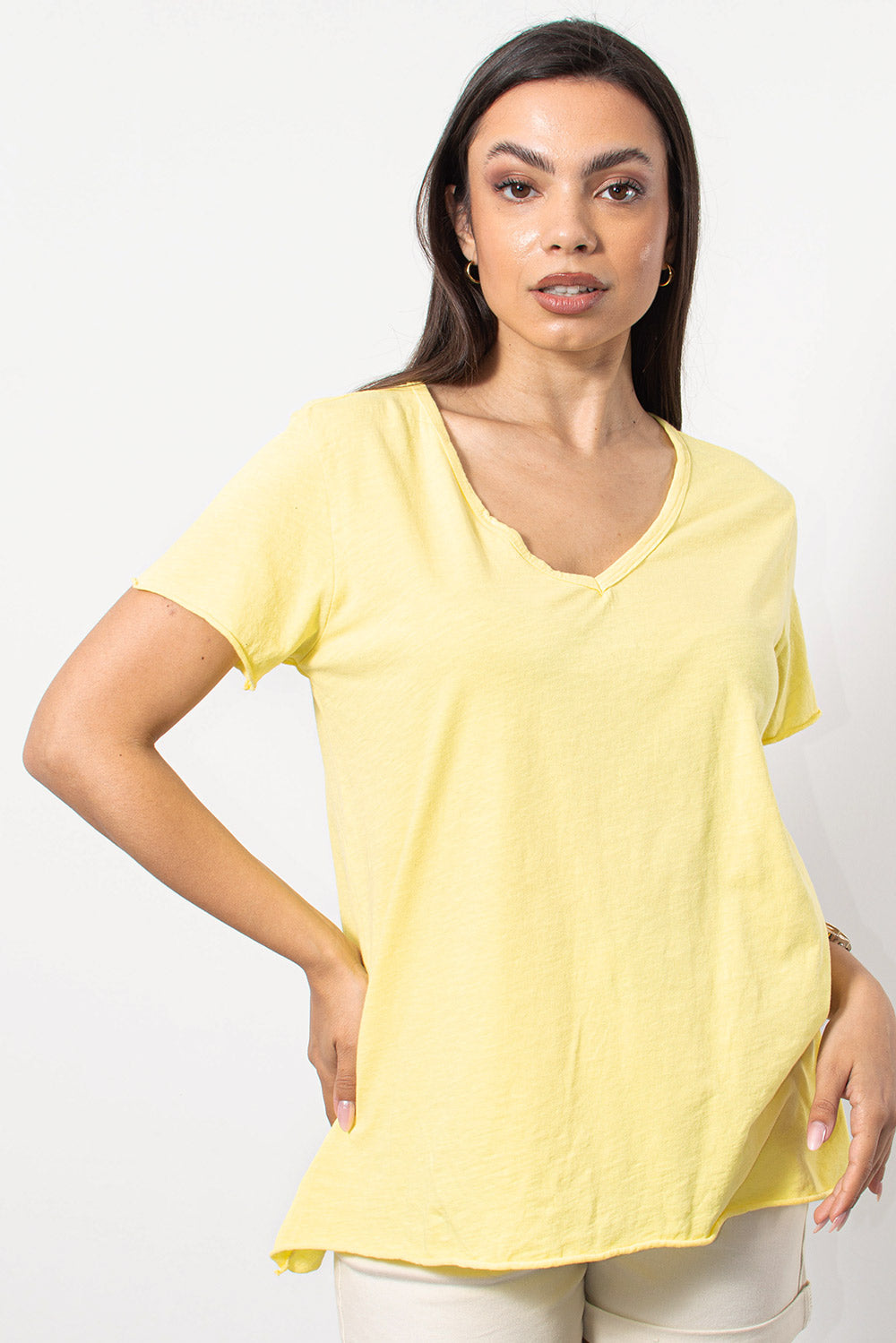 T-Shirt φλάμα βαμβακερό σε κίτρινο | Silla Jo