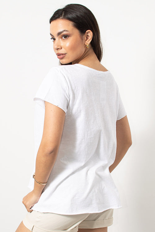 T-Shirt φλάμα βαμβακερό σε λευκό | Silla Jo