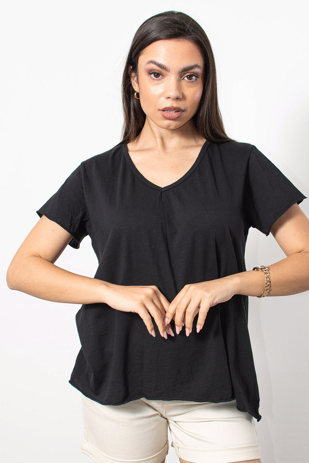 T-Shirt φλάμα βαμβακερό σε μαύρο | Silla Jo