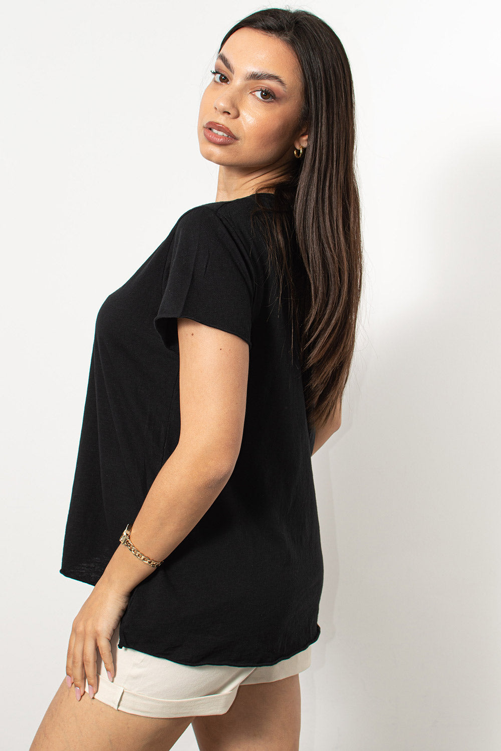 T-Shirt φλάμα βαμβακερό σε μαύρο | Silla Jo
