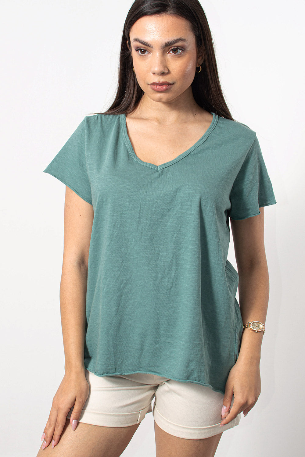 T-Shirt φλάμα βαμβακερό σε πετρόλ | Silla Jo