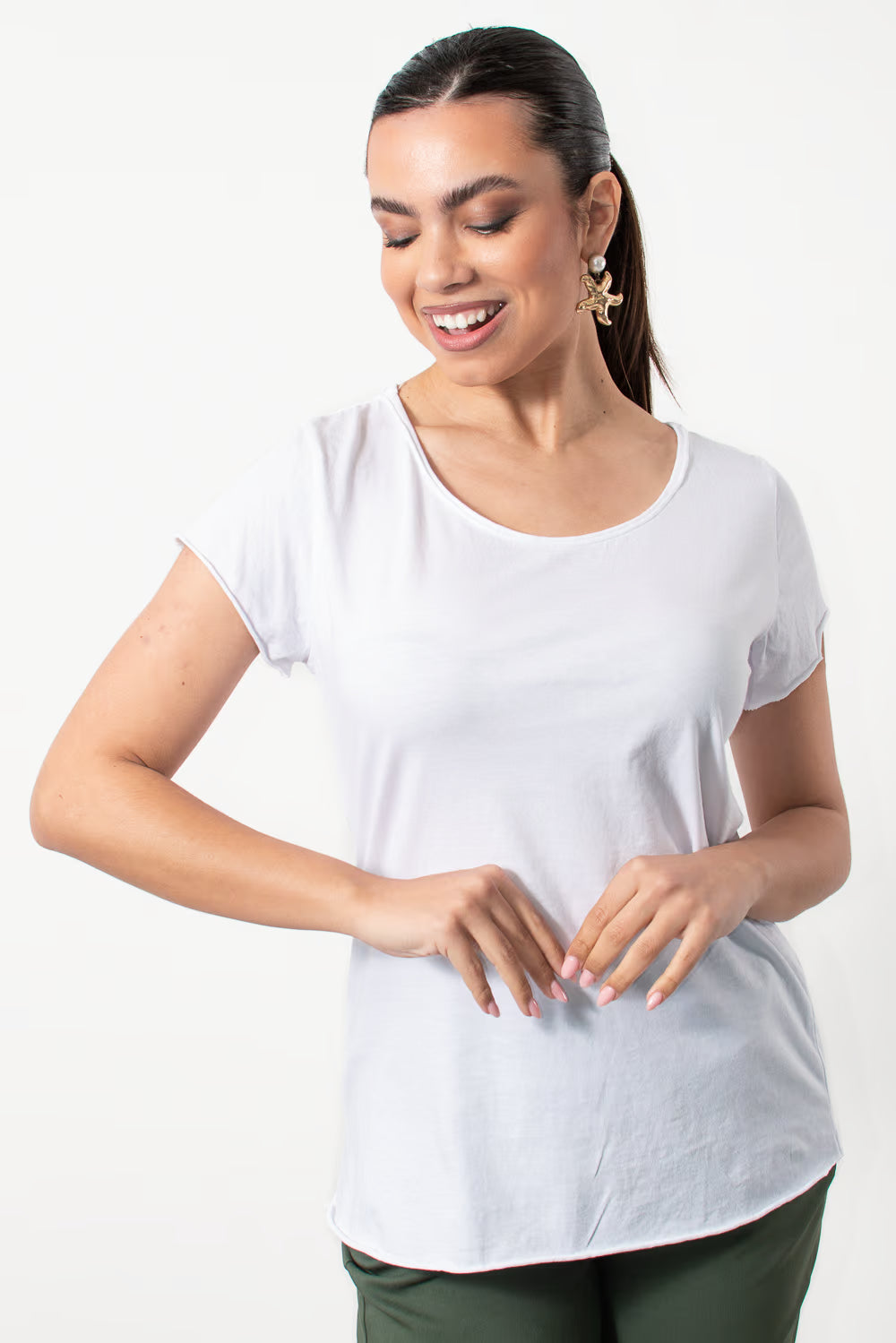 T-Shirt βαμβακερό φλάμα σε Λευκό | Silla Jo