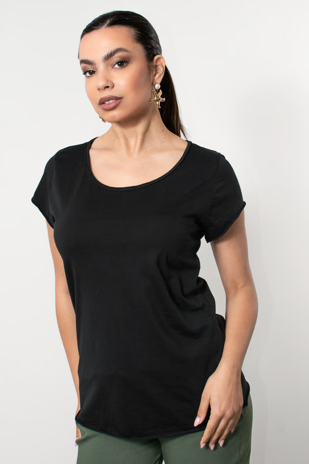 T-Shirt βαμβακερό φλάμα σε Μαύρο | Silla Jo