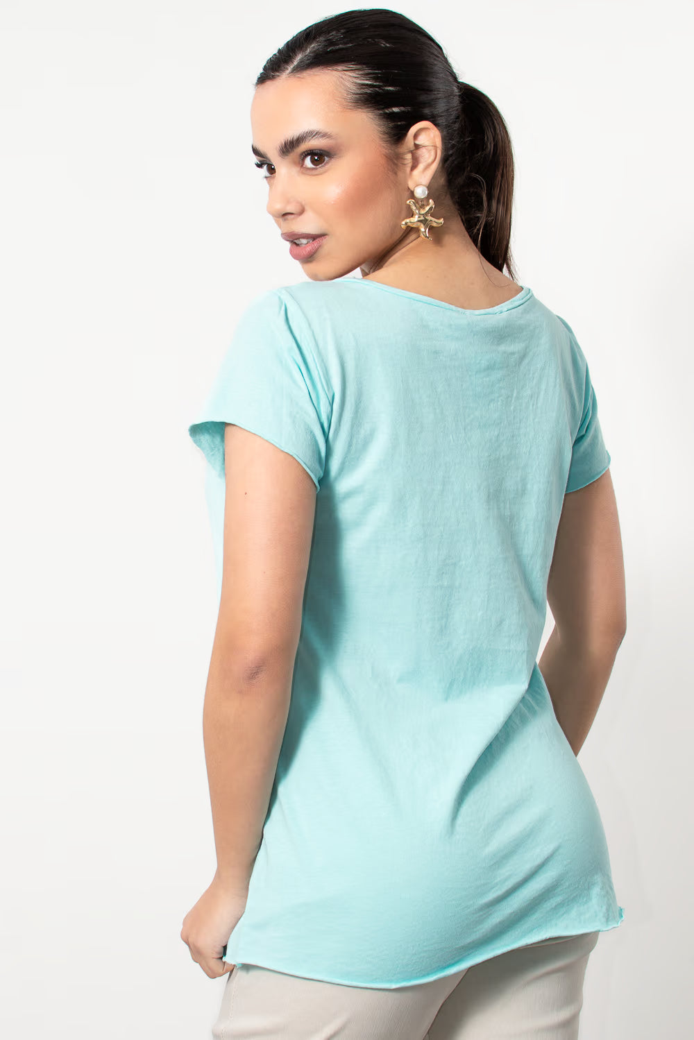 T-Shirt βαμβακερό φλάμα σε Μπλε | Silla Jo