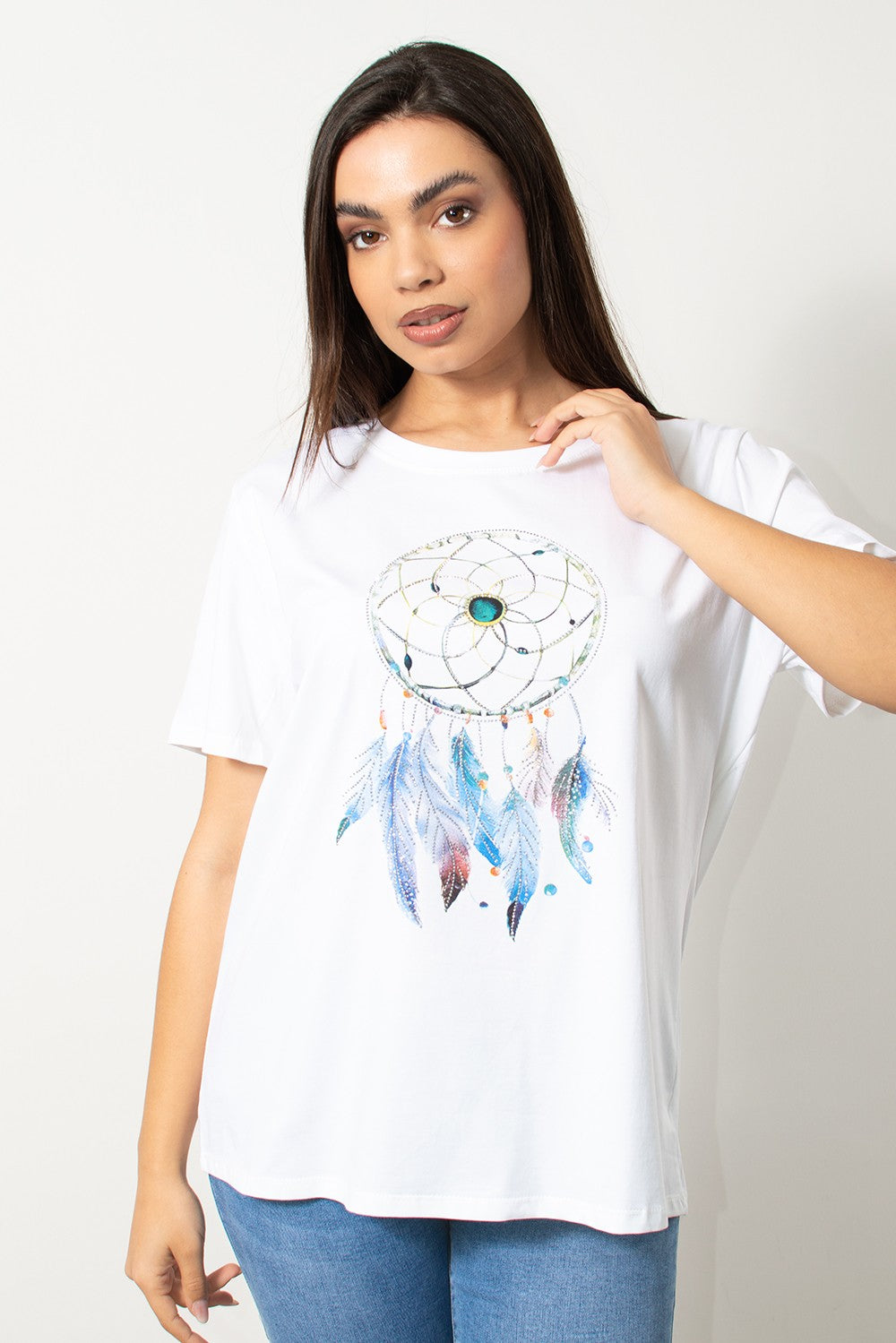 T-Shirt ονειροπαγίδα σε σιέλ αποχρώσεις