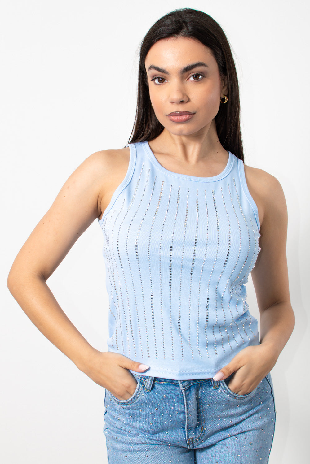 tank top elastiko me strasakia siel - Silla Jo