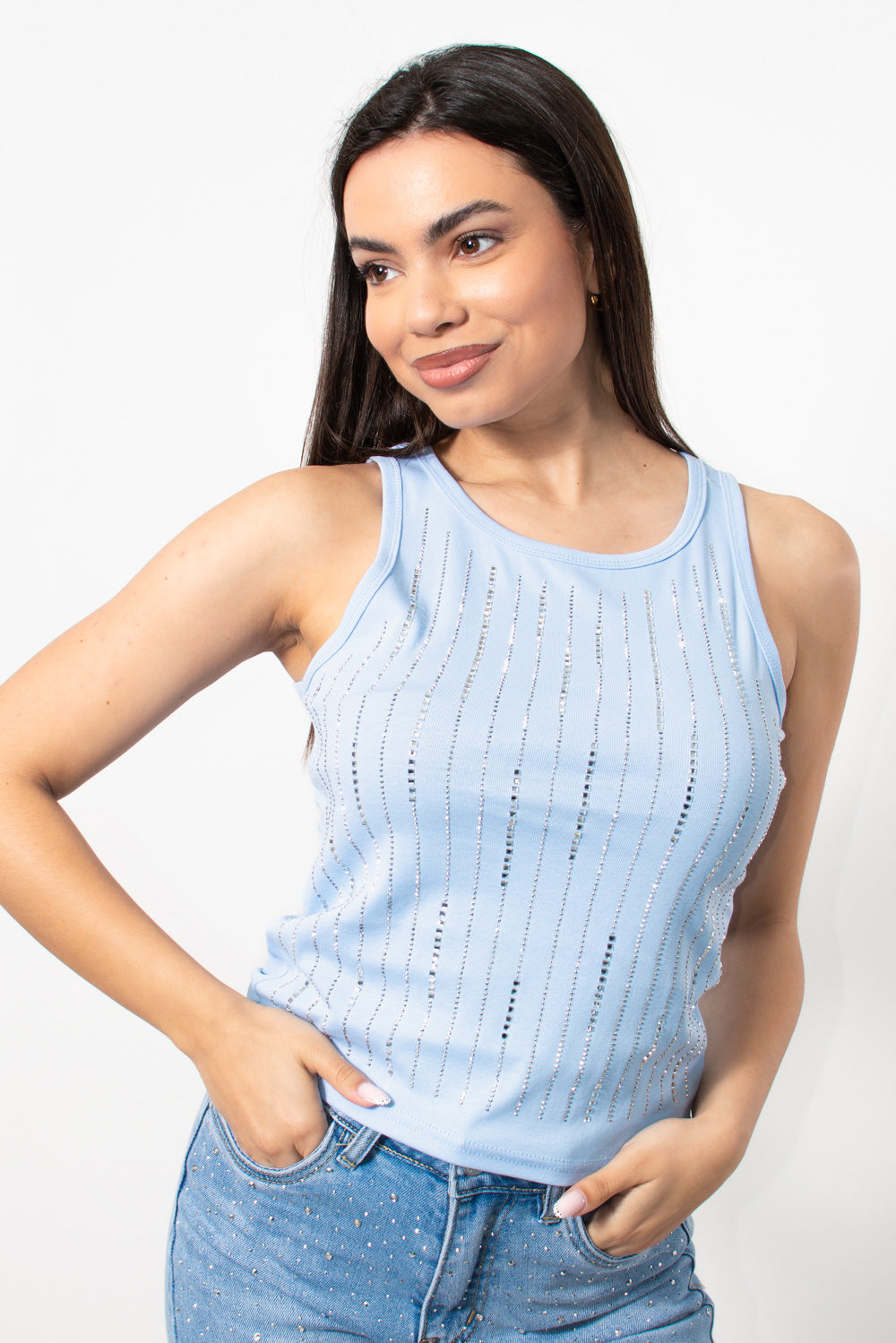 tank top elastiko me strasakia siel - Silla Jo