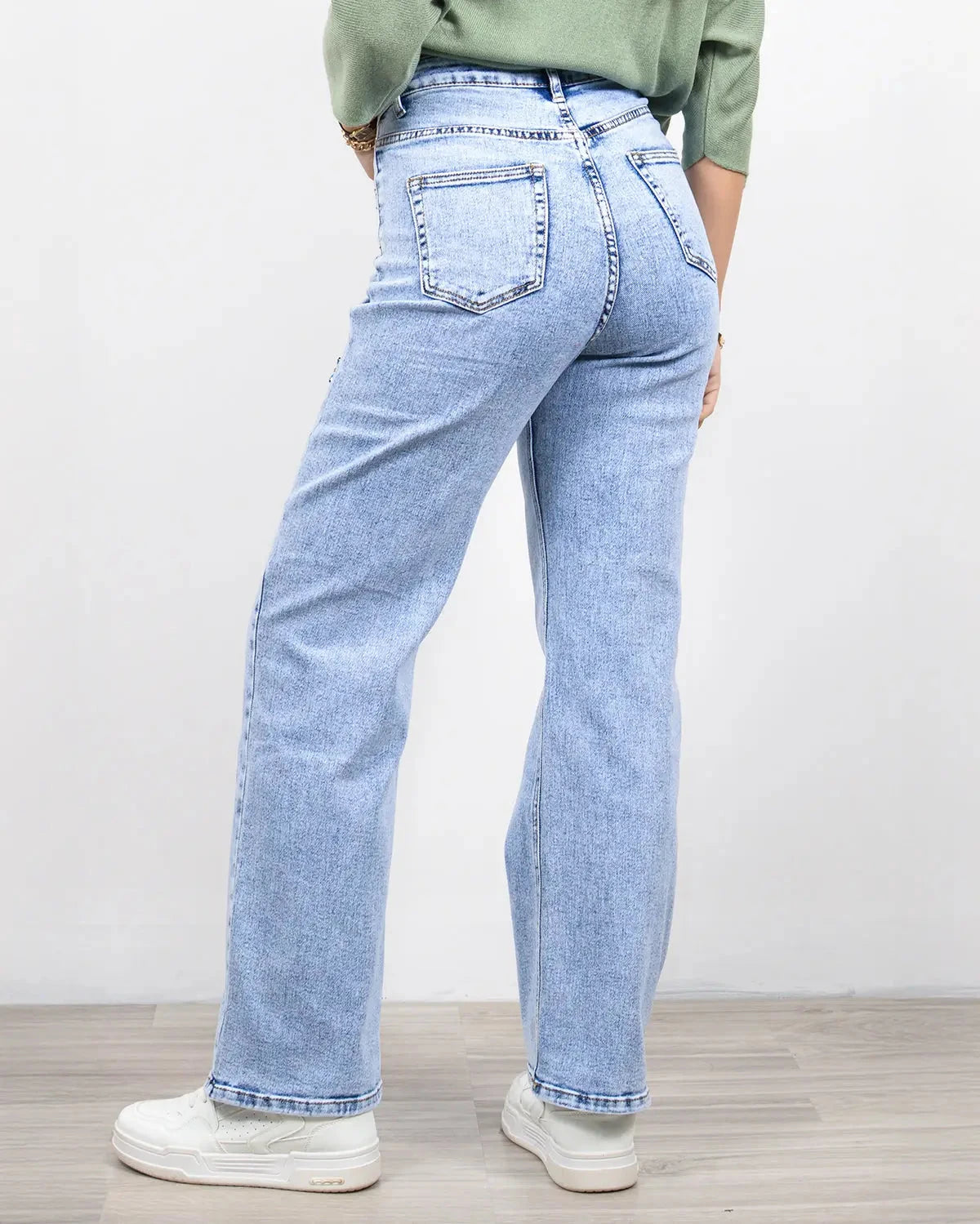 Ψηλόμεσο τζιν με στρας λουλούδια