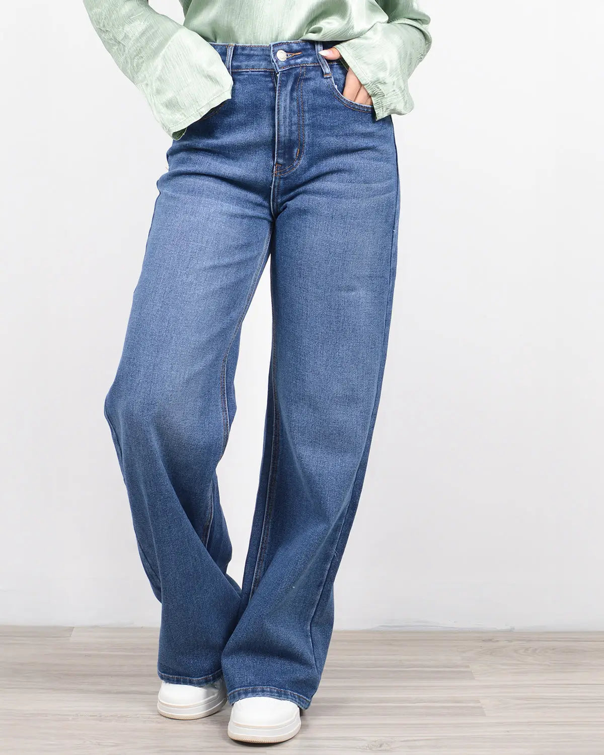 Trendy γυναικείο wide leg τζιν παντελόνι