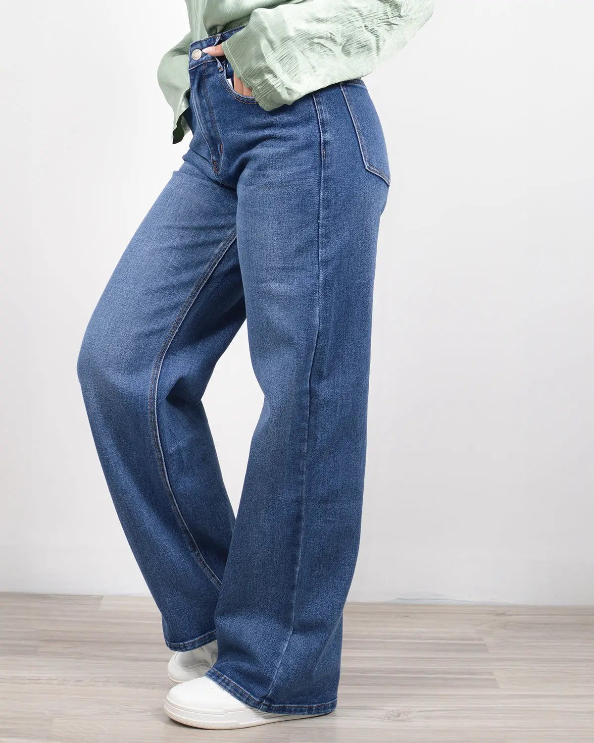 Trendy γυναικείο wide leg τζιν παντελόνι