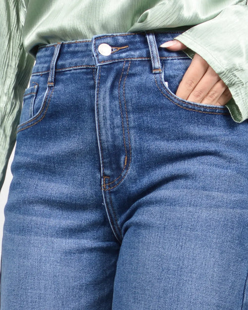 Trendy γυναικείο wide leg τζιν παντελόνι